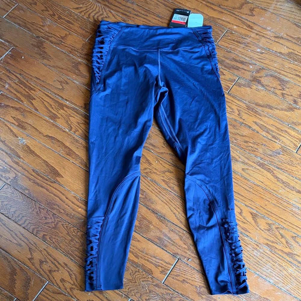 Nike Women's Navy Leggings with Crisscross Side Panels